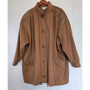 VTG Perlette Coat Womens 22W Plus Chocolate Brown Wool Blend Old Money Winter